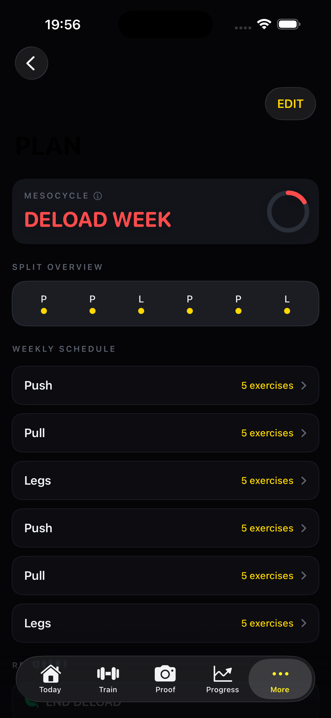 Jacked workout screen showing exercise prescription